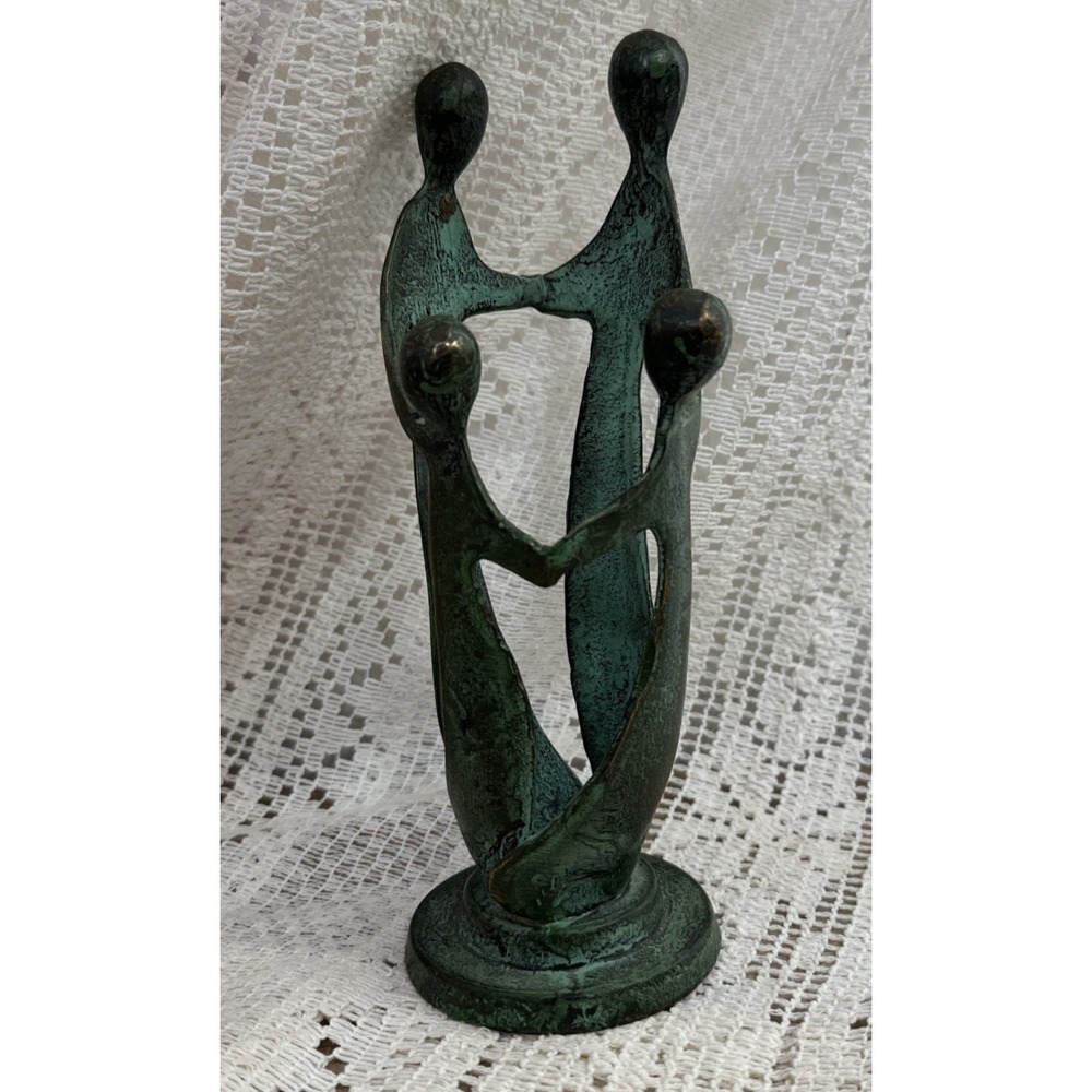 Vintage Metal Sculpture Family-In-Circle-Holding-Hands Mid Century MCM Decor